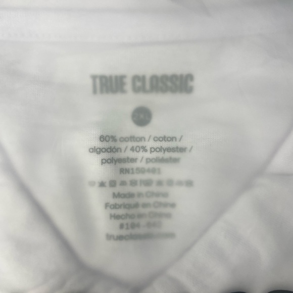 True Classic White Polo Shirt 2XL - Buttery Soft Slim Fit Comfort Tee - Picture 5 of 8